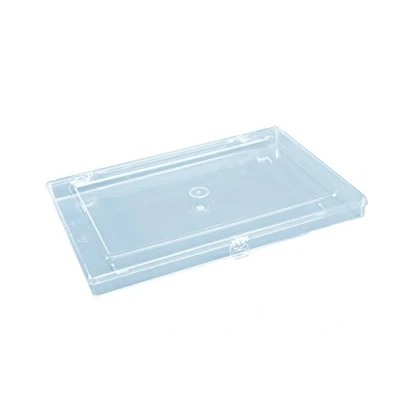 Abbildung von hünersdorff Sortimentskasten: stabile Sortierbox (PS Classic Flex, flach) ohne Fachaufteilung, glasklar, Sortierkasten Maße: T225 x B335 H32 mm, Made in Germany