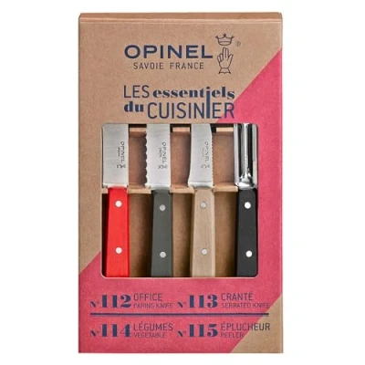 Abbildung von Opinel OP01626 Küchenmesser Set, Essentials, 4 teilig, rostfrei, farbige Griffe Messer, Edelstahl, Mehrfarbig, One Size