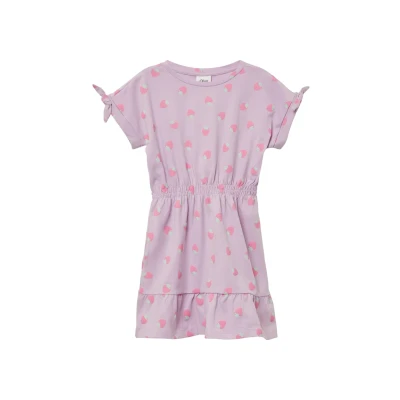 Abbildung von s.Oliver Kurzes MIT Alloverprint UND Raffung Jerseykleid für Kinder, Größe: 98, Rosa