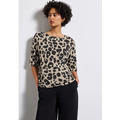 Abbildung von Street One LEO Tshirt print, Damen, Größe: 40, Beige