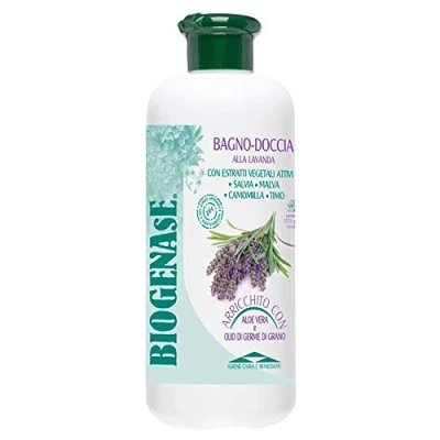 Abbildung von Biogenase Lavendel Duschgel Natürliches angereichert mit Aloe Vera und Weizenkeimextrakten Feuchtigkeitsspendendes entspannendes Badegel, für empfindliche Haut 500 ml
