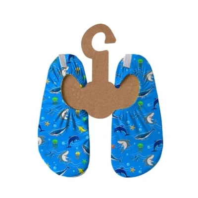 Abbildung von Slipstop Kinder Strandschuhe Anti Rutsch Ballett Schuhe Schwimmschuhe Urlaub Badeschuhe Pool Unisex blau/Meerestiere Olympos, Größe 18 20