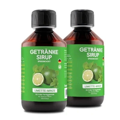 Abbildung von hCGC® Immunsystem Sirup SpeedBoost 2x 250ml, Vegan Zuckerfreies Getränkekonzentrat für 12,5L Fertiggetränk Fruchtsirup Booster mit Vitaminen, Magnesium &amp; L Carnitin Limette Minze