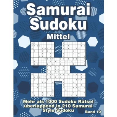 Abbildung von Samurai Sudoku für Erwachsene und clevere Kinder: Rätsel Variation in Mittel mit 1000 überlappenden 210