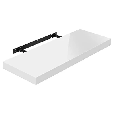 Abbildung von WOLTU Wandregal Volato Wandboard freischwebend hochglänzend weiß Schweberegal CD DVD Regal Bücherregal Holz Board 80x22,9x3,8cm RG9480ws