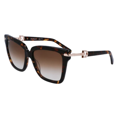 Abbildung von Ferragamo Damen SF1085S 219 Sonnenbrillen Acetat Braun Quadratisch Normal Schattiert