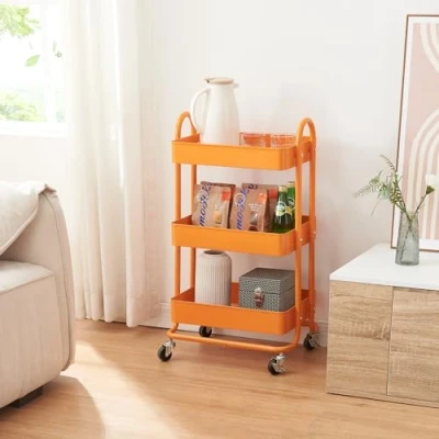 Abbildung von en.casa Küchenwagen, »Pyhäntä« Stahl mit 3 Ebenen Orange