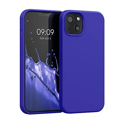 Abbildung von kwmobile Hülle kompatibel mit Apple iPhone 13 Silikon Handy Case Handyhülle weiche Oberfläche kabelloses Laden Baltik Blau