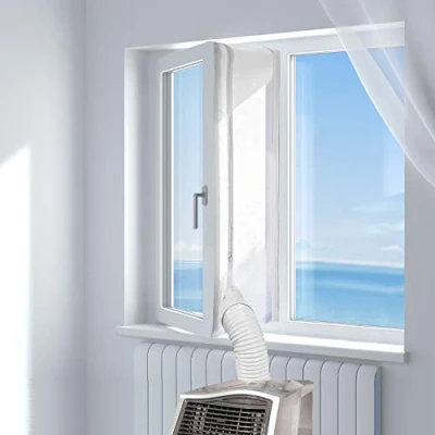Abbildung von HOOMEE Fensterabdichtung für mobile Klimageräte, Klimaanlagen, Wäschetrockner, Ablufttrockner, Hot Air Stop zum Anbringen an Fenster, Dachfenster, Flügelfenster, Klimaanlage 500cm