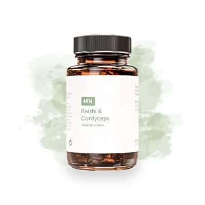 Abbildung von Reishi &amp; Cordyceps Kapseln hochdosiert Apothekenqualität Extrakt mit hochwertigen Rohstoffen 100% vegan Vitalpilz Komplex Für Vitalität, Kraft und Ausdauer 60