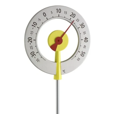 Abbildung von TFA Dostmann Lollipop analoges Design Gartenthermometer, 12.2055.07, wetterfest mit großen Ziffern, L 240 x B 55 H 950 mm
