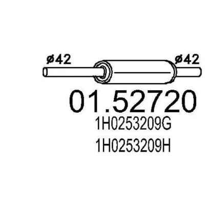 Abbildung von MTS 01.52720 Mittelschalldämpfer 808 VOLKSWAGEN: Golf 3 Variant, 3, Cabrio