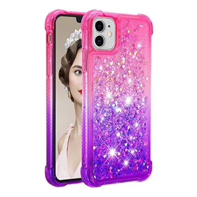 Abbildung von KBIKO zxl Kompatibel mit iPhone 11 Glitzer Handyhülle, Hülle Flüssig Treibsand Mädchen Frauen Glitter Quicksand Weich TPU Bumper Silikon Schutzhülle für 11.Pink Purple YBJ