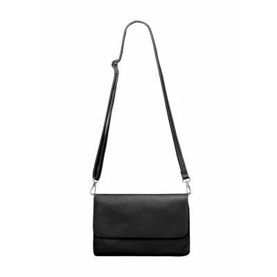 Abbildung von Caspar Elegante Leder Clutch Damen Umhängetasche Abendtasche mit abnehmbarem Schultergurt CLASSIC LINE Modell No.835 Made in Italy, Farbe:schwarz