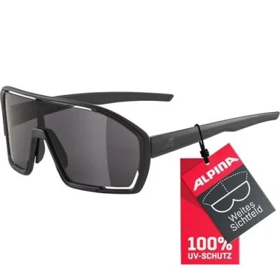Abbildung von ALPINA BONFIRE Beschlagfreie, Vielseitig Einsetzbare Sport &amp; Fahrradbrille Mit 100% UV Schutz Für Erwachsene, all black matt, One Size