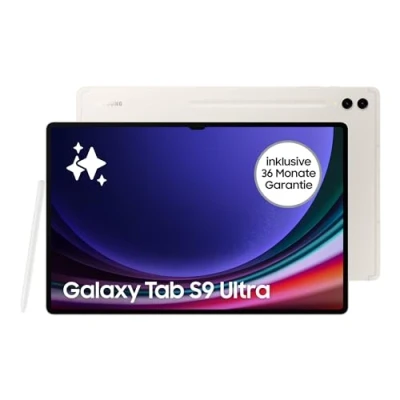 Abbildung von Samsung Galaxy Tab S9 Ultra AI Android Tablet, Wi Fi, 512 GB / 12 RAM, MicroSD Kartenslot, Inkl. S Pen, Simlockfrei ohne Vertrag, Beige, 36 Monate Herstellergarantie [Exklusiv bei Amazon]