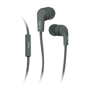 Abbildung von SBS S.p.a. TEFLAT2INEARK In Ear stereo Ohrhörer Studiomix 30, universal jack 3,5 mm mit Flat Kabel und answer button schwarz