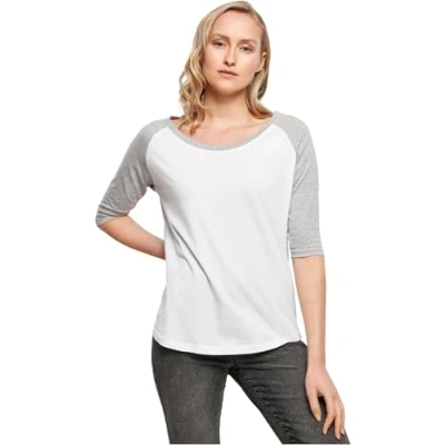 Abbildung von Build Your Brand Damen BY022 Ladies 3/4 Contrast Raglan Tee T Shirt, White/h.Grey, S