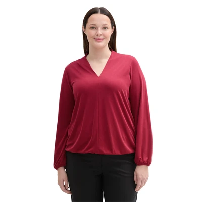 Abbildung von TOM Tailor Langarmshirt, Damen, Größe: 52, Deep red