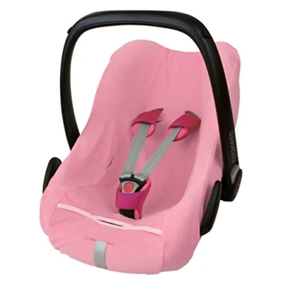 Abbildung von ByBoom Frottee Sommerbezug, Schonbezug für Babyschale, Autositz, z.B. Maxi Cosi CabrioFix, City, Pebble; Designed IN Germany, MADE EU, Farbe:Beige