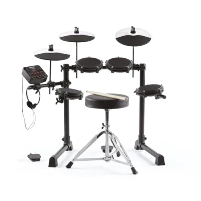 Abbildung von Alesis Debut Kit Kinder Drum mit 4 Mesh E Set Pads, 120 Sounds, 100 Lektionen, Schlagzeughocker, Sticks, Stimmschlüssel und Kopfhörern