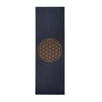 Abbildung von Yogamatte LEELA Collection ANTHRAZIT. mit Blume des Lebens goldfarben. PVC