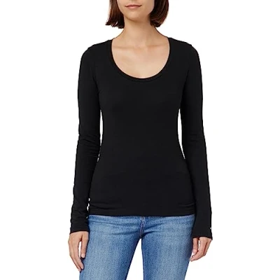 Abbildung von Tommy Hilfiger Langarm Langarmshirt schwarz, Damen, Größe: XXS, Schwarz