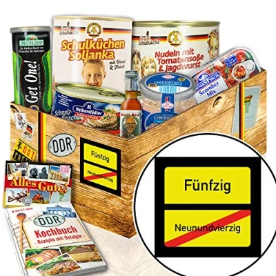 Abbildung von Ortsschild 50 Ostalgie Box Geburtstag Geschenke Ostpaket