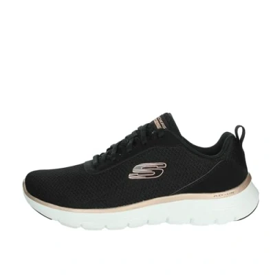 Abbildung von Skechers Damen Flex Appeal 5.0, Schwarzes Netzgewebe mit rotgoldenem Rand, 35 EU