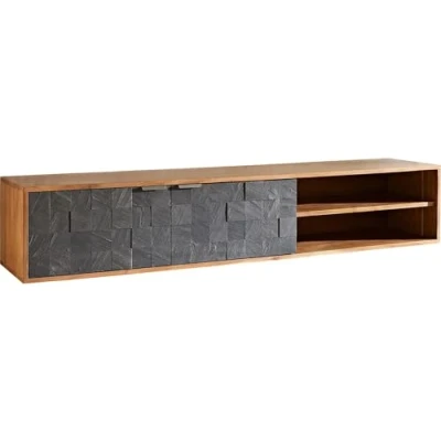 Abbildung von Lowboard Teele 160 cm Akazie Natur Schiefer 2 Türen schwebend