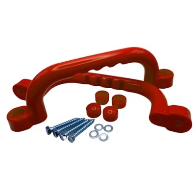 Abbildung von HOQ 1 Paar Premium Haltegriffe 2 Stück hochwertige Kunststoff Griffe Handläufe 240x75 mm für Stelzenhäuser, Hochbetten, Spielhäuser und Spieltürme Rot