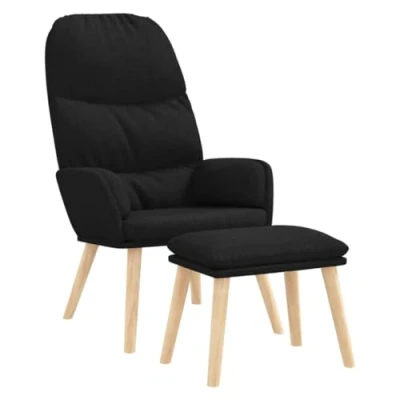 Abbildung von vidaXL Sessel Relaxsessel mit Hocker Schwarz Stoff (1 St)