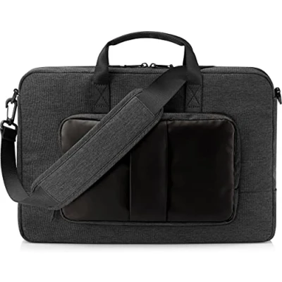 Abbildung von HP PC Lightweight Tasche für Notebooks bis 15,6 Zoll (39,6 cm), Computer oder Tablet Fach, 3 Schnellzugriff und 8 versteckte Taschen, wasserdicht, Abnehmbarer Schultergurt, schwarz