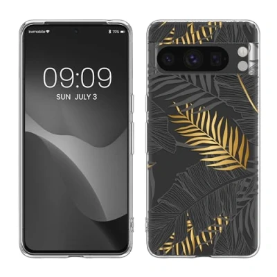 Abbildung von kwmobile Case kompatibel mit Google Pixel 8 Pro Hülle Silikon Transparent Dschungel Gelb Grau