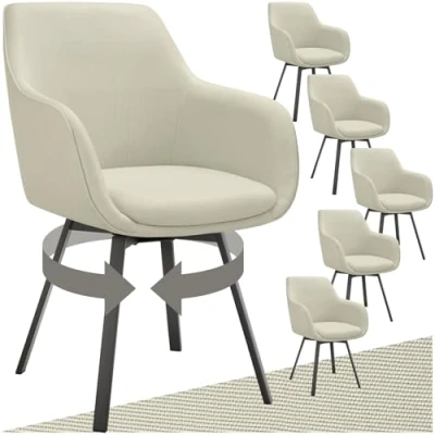 Abbildung von tectake® 6er Set Stuhl drehbar, Esszimmerstühle mit Armlehne, Küchenstühle, Stühle Esszimmer, Drehstühle für Dining Lounge, Esstisch, Schminktisch, Armlehnstuhl, Esszimmermöbel Greige