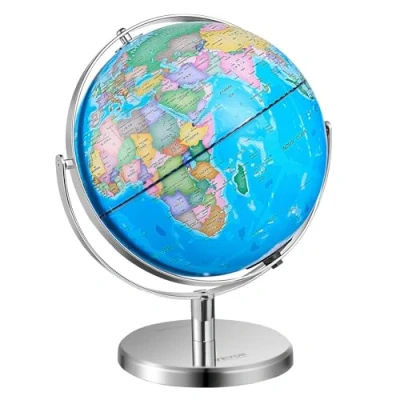 Abbildung von VEVOR Weltglobus mit Ständer, 330,2 mm, pädagogischer geografischer Globus präziser Zeitzone aus ABS Material, 720 drehbarer für Kinder (Kartenbild und Handbuch AUF Englisch)
