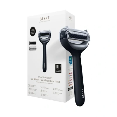 Abbildung von Geske Microneedle FACE BODY Roller 8 IN 1 Smartappguided Gesichtspflege Zubehör, Größe: One Size, Black