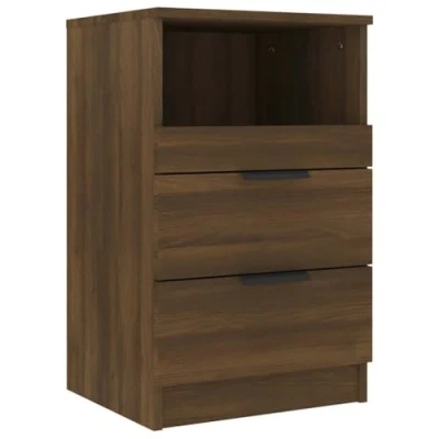 Abbildung von vidaXL Nachttisch 2 Schubladen 1 Fach Nachtschrank Nachtkonsole Nachtkommode Schlafzimmer Schrank Kommode Braun Eichen Optik Holzwerkstoff