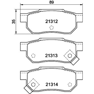 Abbildung von HELLA 8DB 355 005 731 Bremsbelagsatz mit akustischer Verschleißwarnung HONDA: CIVIC 6 Aerodeck, Hatchback, Fastback
