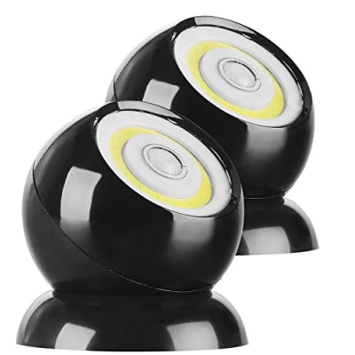 Abbildung von Lunartec Akku LED Strahler: 2er Set ultrahelle COB Leuchten, PIR Sensor, 200 lm, schwarz (LED Lampe mit Bewegungsmelder Akku, Strahler abnehmbar, Tischlampe Batterie)