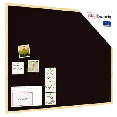 Abbildung von ALLboards Schwarz Pinnwand mit Holz Rahmen 100x80cm Korktafel Korkwand Kork