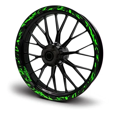 Abbildung von 16 teiliges Set Felgenrandaufkleber Sticker für Motorrad Auto Felgen Future Design Komplett Felgenaufkleber 15&quot; 16&quot; 17&quot; 18&quot; 19 Zoll MR017 (Neon Grün, Matt)