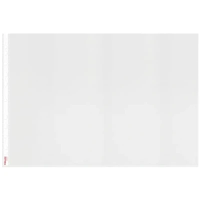 Abbildung von Esselte Prospekthüllen Set A3, 50 Stück durchsichtige, gelochte Taschen, Querformat, 30% Pre Consumer Recycling Kunststoff, 100% recycelbar, Kunststofftaschen mit Öffnung von oben, 85 Micron, 55230