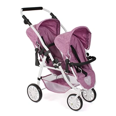 Abbildung von CHIC2000 Puppen Zwillingsbuggy Vario, Jeans Pink