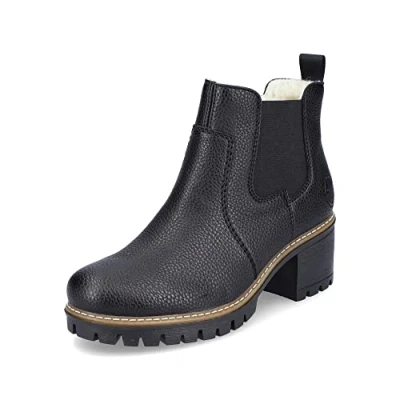 Abbildung von Rieker Damen Chelsea Boots Y8650, Frauen Stiefeletten,Schlupfstiefel,Stiefel,Bootee,Booties,halbstiefel,Kurzstiefel,schwarz (00),41 EU / 7.5 UK