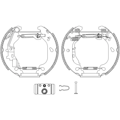 Abbildung von TEXTAR Shoe Kit Pro 84054401 Bremsensatz, Trommelbremse mit Radbremszylinder, Stellelement FIAT: Punto II Schrägheck