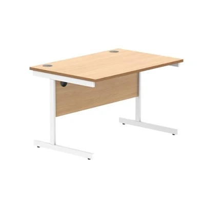Abbildung von office hippo Essentials Rechteckiger Schreibtisch Computer Arbeitsplatz, Heimbürotisch mit Kabelanschluss Management, 120 x 80 cm, Norwegische Buche
