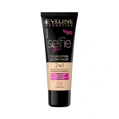 Abbildung von Eveline Cosmetics Selfie Time Abdeckende und feuchtigkeitsspendende Foundation Concealer 2in1, 30 ml, Nr. 03 Vanilla