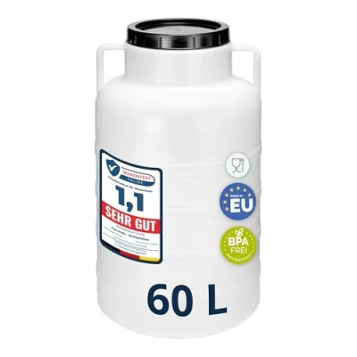 Abbildung von Garronda 60 Liter Weithalsfass aus BPA freiem Futtertonne Fass Universalfass Lebensmittel Regenfass für Garten Regentonne mit Deckel Regenwassertonne Wassertonne GD 0078, Weiß
