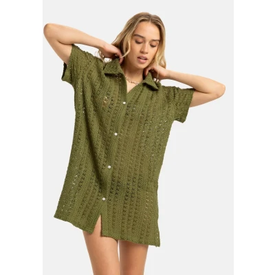 Abbildung von Roxy Chasin Sunset Blusenkleid, Damen, Größe: Large, Loden green